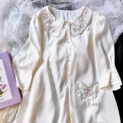 Japanese Lingeire Girls From Oil Painting Satin Dress Loungewear