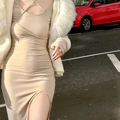 SS22 Arilf - My Venus Beige Bodycon Midi Dress