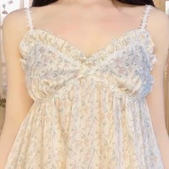 Japanese Lingeire Sunflower Girls Floral Chiffon Dress