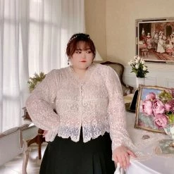 DAJUN [Curve Beauty] Angel Garden Lace Shirt Cardigan