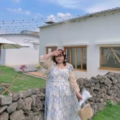 DAJUN [Curve Beauty] Cottage Ballerina Floral Vintage Dress New Arrivals