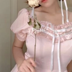 Peiliee Shop [Peiliee Design 5 Years Anniversary] Sakura Soft Satin Dress Set New Arrivals