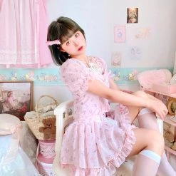 Summer Joy Soft Blossom Floral Chiffon Dress Set New Arrivals