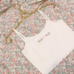 RIBERRY [Basic] Rose Romance Floral Embroidered Vest Top