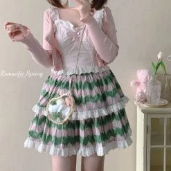 My Favorite 2022 New Arrivals [Basic] Strawberry Cheese Cake Lace Top