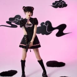 Summer 2022 [Evil Tooth] Chinese Sweetheart Goth Princess Qipao Style Dress
