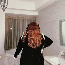 DAJUN [Curve Beauty] Rose For My Queen Gothic Velvet Vintage Dress New Arrivals