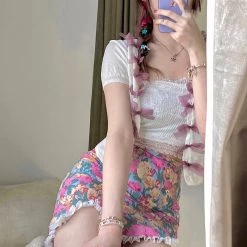 New Arrivals [Premium Selected] Plum Baby Floral Skirt (Designer Arilf)