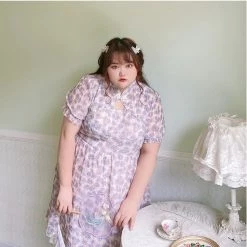 DAJUN [Curve Beauty] Galaxy Candy Floral Chiffon Dress