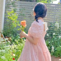 Rose Candy Rose Love Baby Doll Puff Sleeves Dress