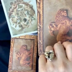 Peiliee Shop [Mid Season SALE] Vintage Lolita Doll Heart Shaped Mini Photo Frame Ring New Arrivals