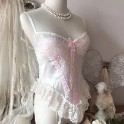RosySwan New Arrivals [Handmade] A Night In Paris Pink Vintage Lingerie Body