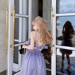 Peiliee Shop [Premium Selected] Iris Pallida Lam Lavender Dress New Arrivals