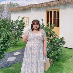 DAJUN [Curve Beauty] Cottage Ballerina Floral Vintage Dress New Arrivals