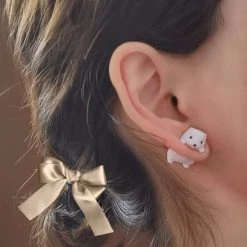 Peiliee Shop [Mid Season Sale ] Cutie Hamster 3D Handmade Soft Clay Earring