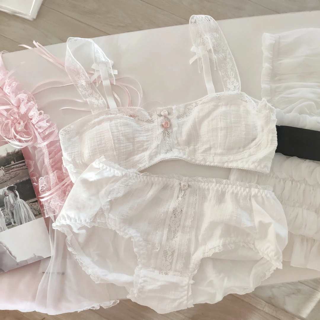 MENG 80s Vintage Babydoll Snow Lace Cotton Bralette Set 6 MENG 80s Vintage Babydoll Snow Lace Cotton Bralette Set