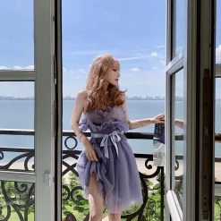 Peiliee Shop [Premium Selected] Iris Pallida Lam Lavender Dress New Arrivals