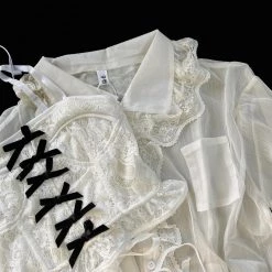 Basic Fashion Summer 2022 [Basic] Over The Cloud Lace Shirt Set