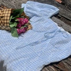 Boss JIA New Arrivals Dream Of The Love Sea Lace And Gingham Mini Dress