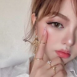 Akane [18k Gold Plated] Your Healing Angel Cross Chain Ring Set New Arrivals