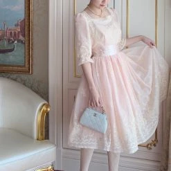 Sweet Piknis New Arrivals [Premium Selected] Princess Melody Golden Pattern Vintage Gown Evening Dress