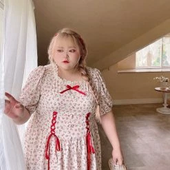 DAJUN Peach Sparkle Floral Dress New Arrivals