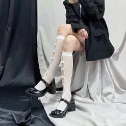 Peiliee Shop My Gothic Soul Ribbon Short Socks