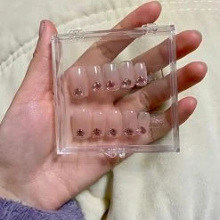 Peiliee Shop Crystal Heart Sticky Nails Set Summer 2022