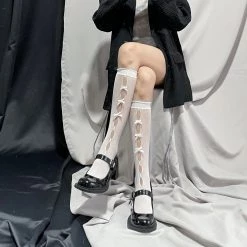 Peiliee Shop My Gothic Soul Ribbon Short Socks