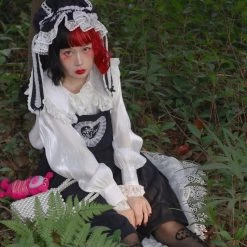 Peiliee Shop New Arrivals Sleepy Bun Babydoll Lolita Fashion Handmade Lace Bunny Ear Hat [Available For Customize]