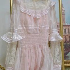 Sweet Piknis [Premium Selected] My Golden Days Vintage Antique Edwardian Soft Pink Dress Set