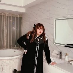 DAJUN [Curve Beauty] Rose For My Queen Gothic Velvet Vintage Dress New Arrivals