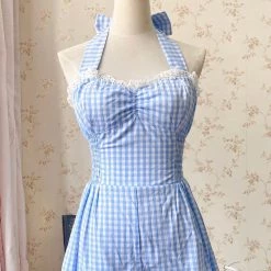 Peiliee Shop New Arrivals Sea Kissed Sailor Gingham Bodysuit Dress