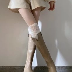 [Basic] Angelic Cloud Lace Cotton Over-knee Socks
