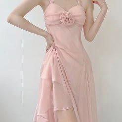 Vintage Inspired New Arrivals Soft Rose Angel Chiffon Dress