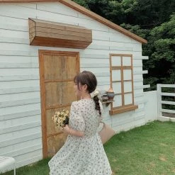 Peiliee Shop New Arrivals [Premium Selected] Romantic Melody Floral Cotton Dress