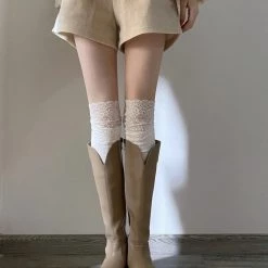 [Basic] Angelic Cloud Lace Cotton Over-knee Socks