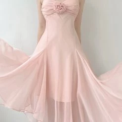Vintage Inspired New Arrivals Soft Rose Angel Chiffon Dress