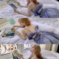 Peiliee Shop [Premium Selected] Iris Pallida Lam Lavender Dress New Arrivals