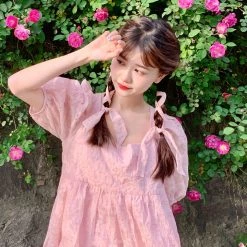 Rose Candy Rose Love Baby Doll Puff Sleeves Dress