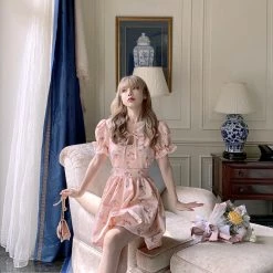 Peiliee Shop X Chic Memories [Last Stocks] Flower House Princess Vintage Mini Dress