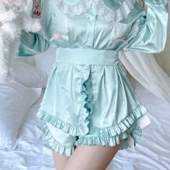 Summer Joy New Arrivals Angelic Mint Satin Lounge Wear Set