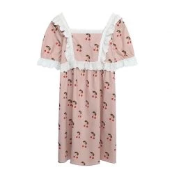 DAJUN [Curve Beauty] Cherry Lace Lounge Wear Dress Set New Arrivals