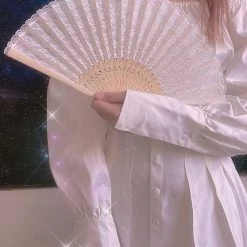 Peiliee Shop [Basic] Kyoto Sakura Season - Lace Handle Fan