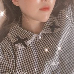 Peiliee Shop [Sweden Warehouse] By Peiliee - Afternoon Tea At Tiffany Gingham Babydoll Mini Dress Lolita 1997 Style