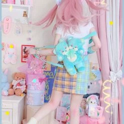 Bunny Doll Mint Candy Teddy Bear Backpack Plush Bag