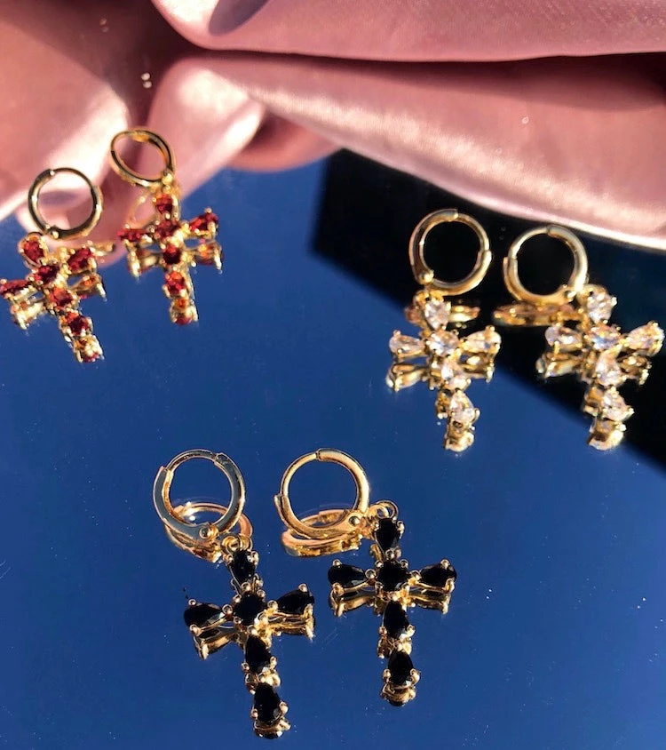 Peiliee Shop Saint Rose Crystal Cross Earring New Arrivals 1 Peiliee Shop Saint Rose Crystal Cross Earring New Arrivals