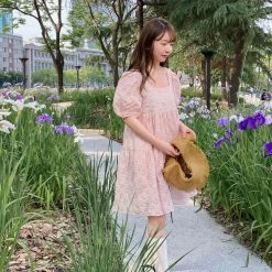 Rose Candy Rose Love Baby Doll Puff Sleeves Dress