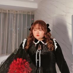 DAJUN [Curve Beauty] Rose For My Queen Gothic Velvet Vintage Dress New Arrivals