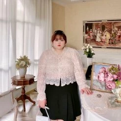 DAJUN [Curve Beauty] Angel Garden Lace Shirt Cardigan